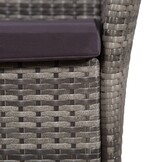 vidaXL Tuinstoel en kruk met kussens poly rattan grijs