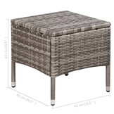 vidaXL Tuinstoel en kruk met kussens poly rattan grijs