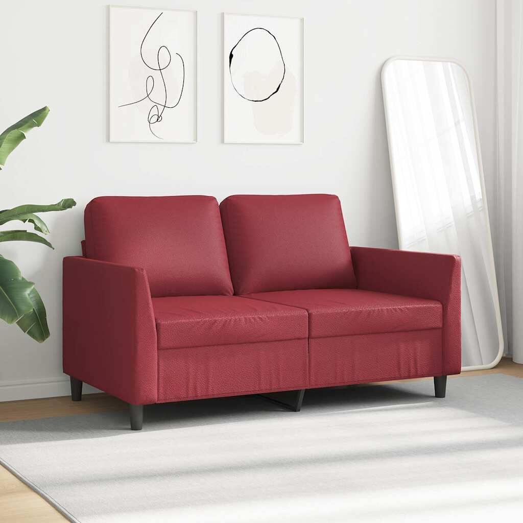 vidaXL Tweezitsbank 120 cm kunstleer wijnrood