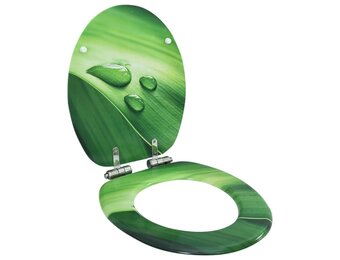 vidaXL Toiletbril met soft-close deksel waterdruppel MDF groen
