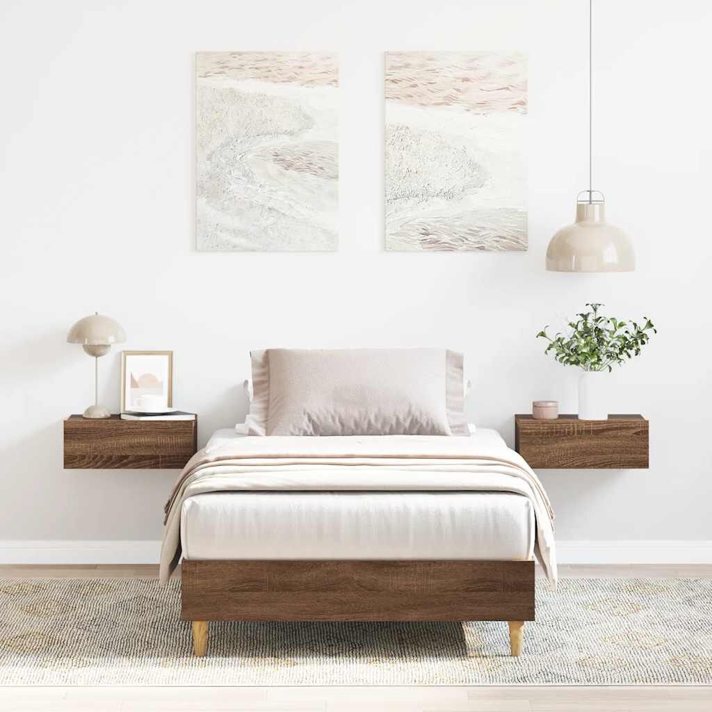 vidaXL Bedframe zonder matras 90x200 cm spaanplaat bruin eiken