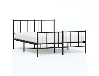 vidaXL Bedframe met hoofd- en voeteneinde metaal zwart 120x200 cm