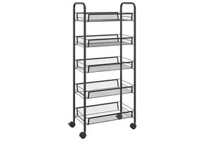 VidaXL Keukentrolley Zwart - 5 Lagen - 46x26x105 cm - 33% Korting