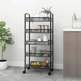 VidaXL Keukentrolley Zwart - 5 Lagen - 46x26x105 cm - 33% Korting