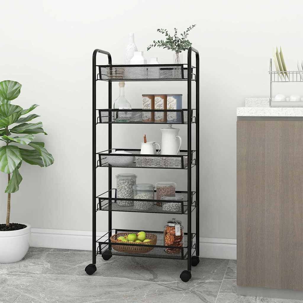 VidaXL Keukentrolley Zwart - 5 Lagen - 46x26x105 cm - 33% Korting