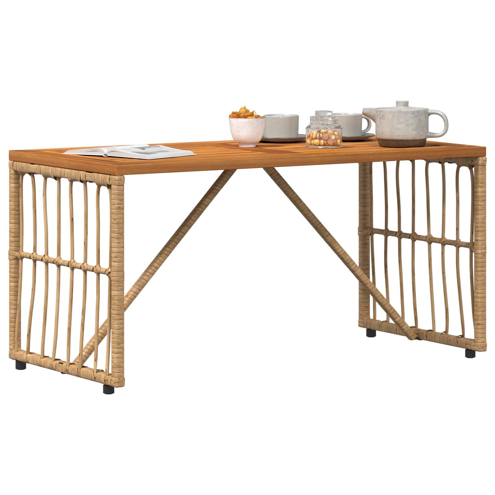 vidaXL Buiten Tafel Naturel 80 x 40 x 40 cm Staal en Poly Rattan