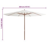 vidaXL Parasol met houten paal 350 cm zandwit