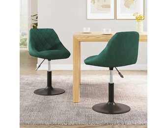 vidaXL Eetkamerstoelen draaibaar 2 st fluweel donkergroen
