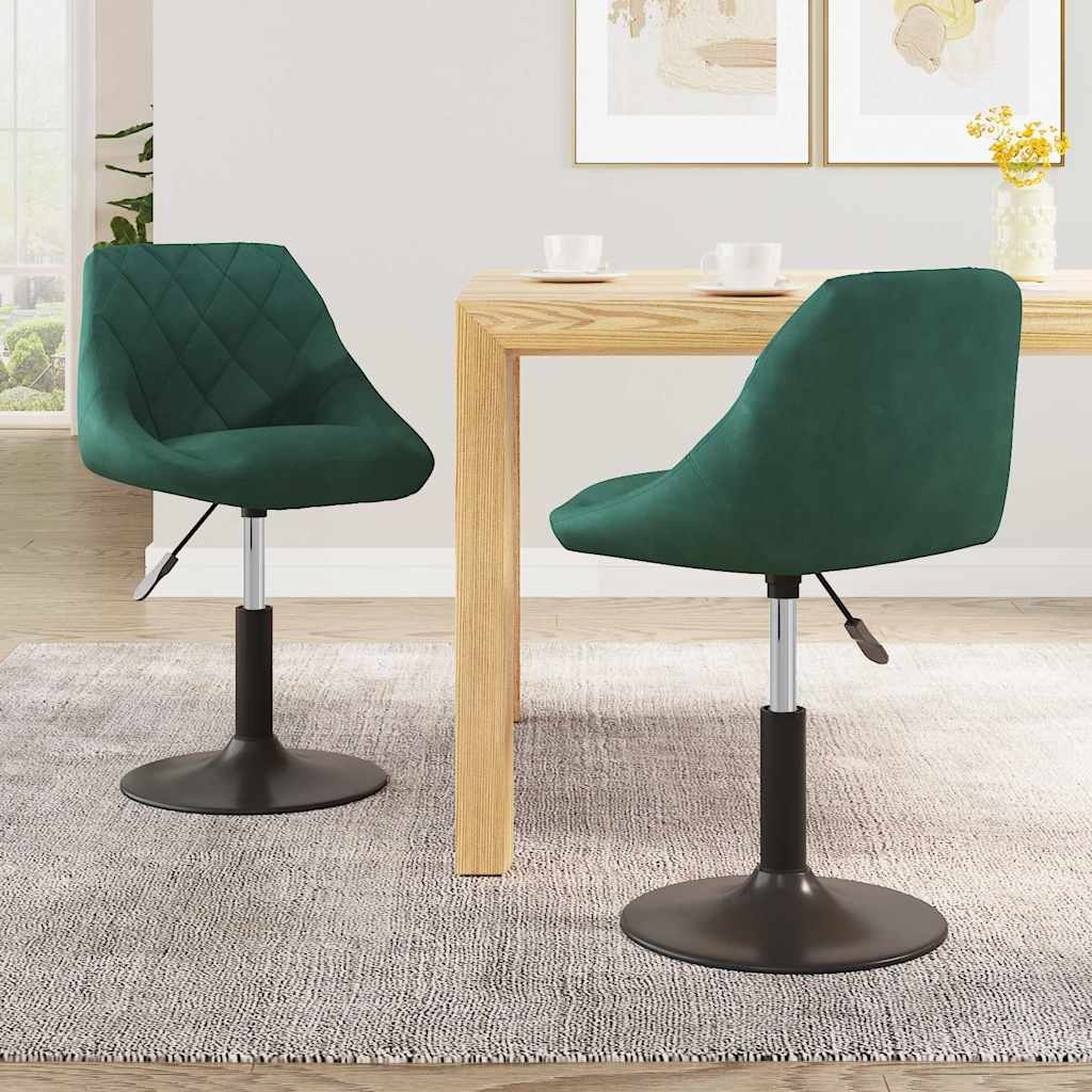 vidaXL Eetkamerstoelen draaibaar 2 st fluweel donkergroen