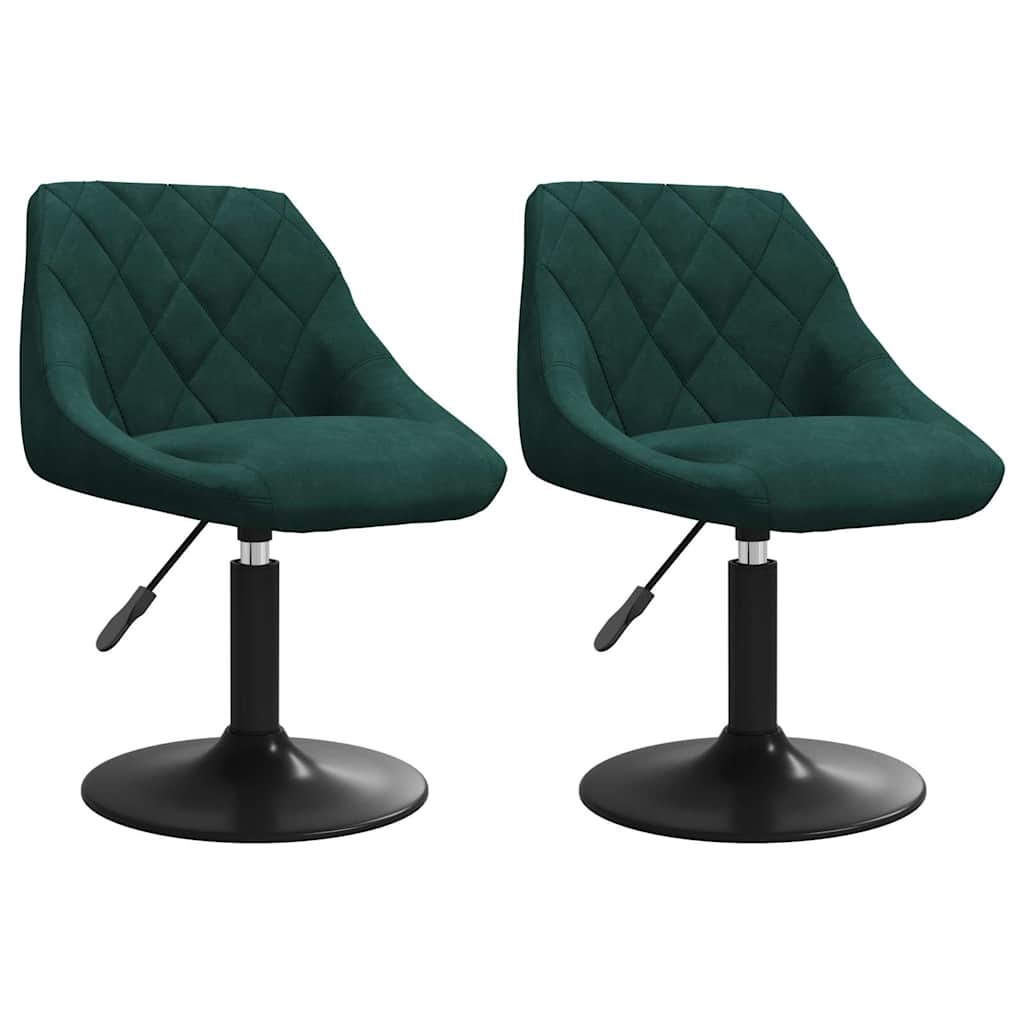 vidaXL Eetkamerstoelen draaibaar 2 st fluweel donkergroen