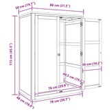 vidaXL Kledingkast met opslag Bruin 80 x 50 x 115 cm Massief Eikenhout