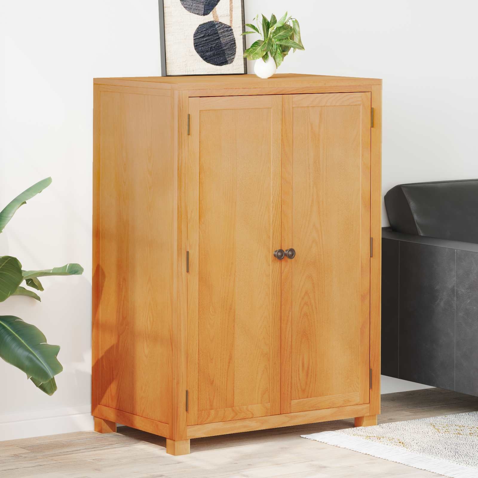 vidaXL Kledingkast met opslag Bruin 80 x 50 x 115 cm Massief Eikenhout