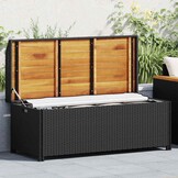 Opbergbank 120cm Poly Rattan Zwart - 34% Korting!