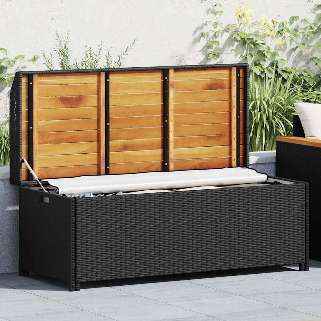 Opbergbank 120cm Poly Rattan Zwart - 34% Korting!