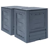 2x Compostbak 520 L Grijs - Duurzaam & Weerbestendig
