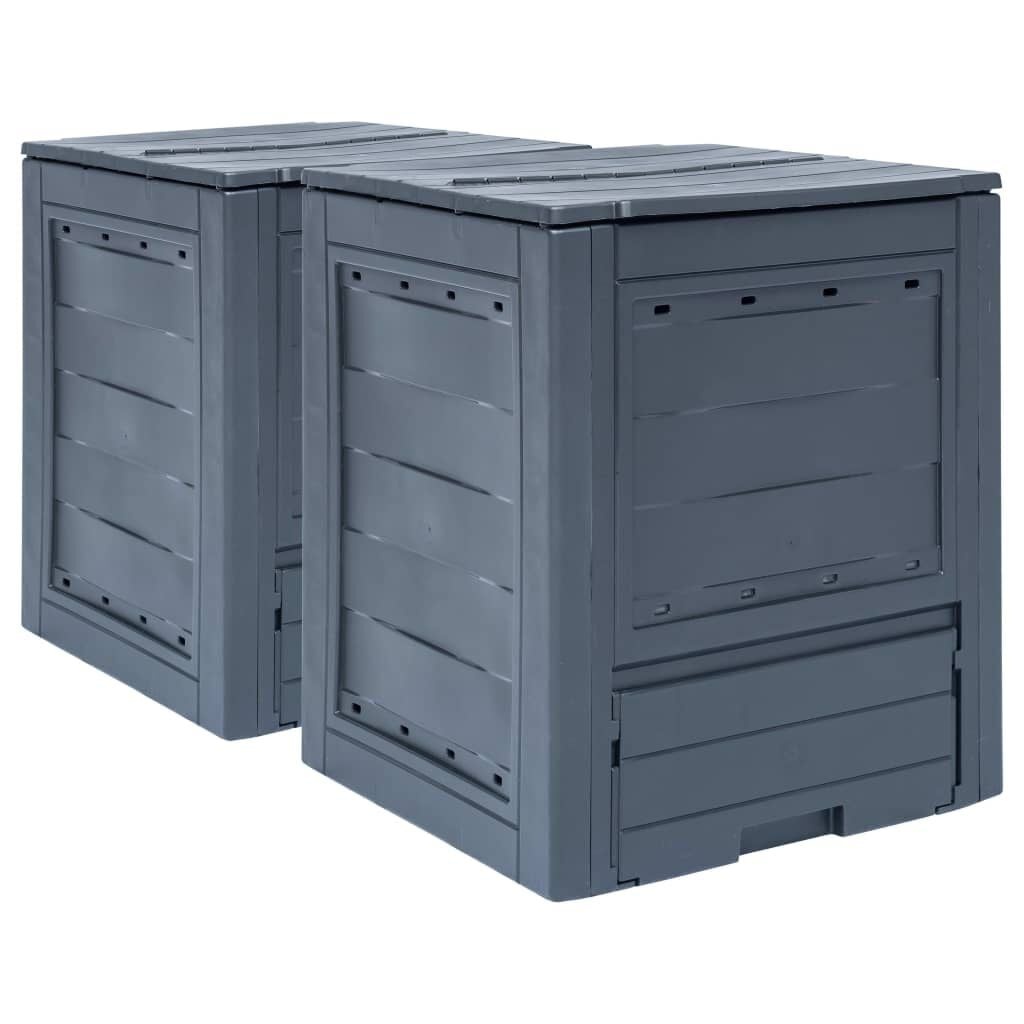 2x Compostbak 520 L Grijs - Duurzaam & Weerbestendig