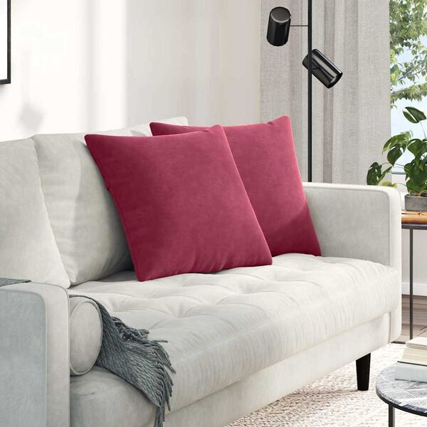 2 Wijnrode Sofa Kussens 50x50cm Cordstof - 55% Korting