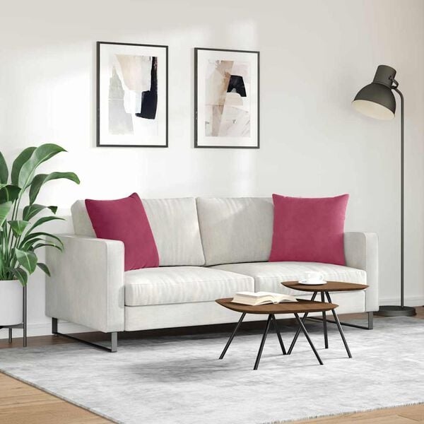 2 Wijnrode Sofa Kussens 50x50cm Cordstof - 55% Korting