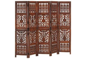 Kamerscherm 5 panelen 200x165 cm Mangohout Bruin (55% Korting)