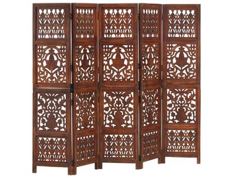 Kamerscherm 5 panelen 200x165 cm Mangohout Bruin (55% Korting)
