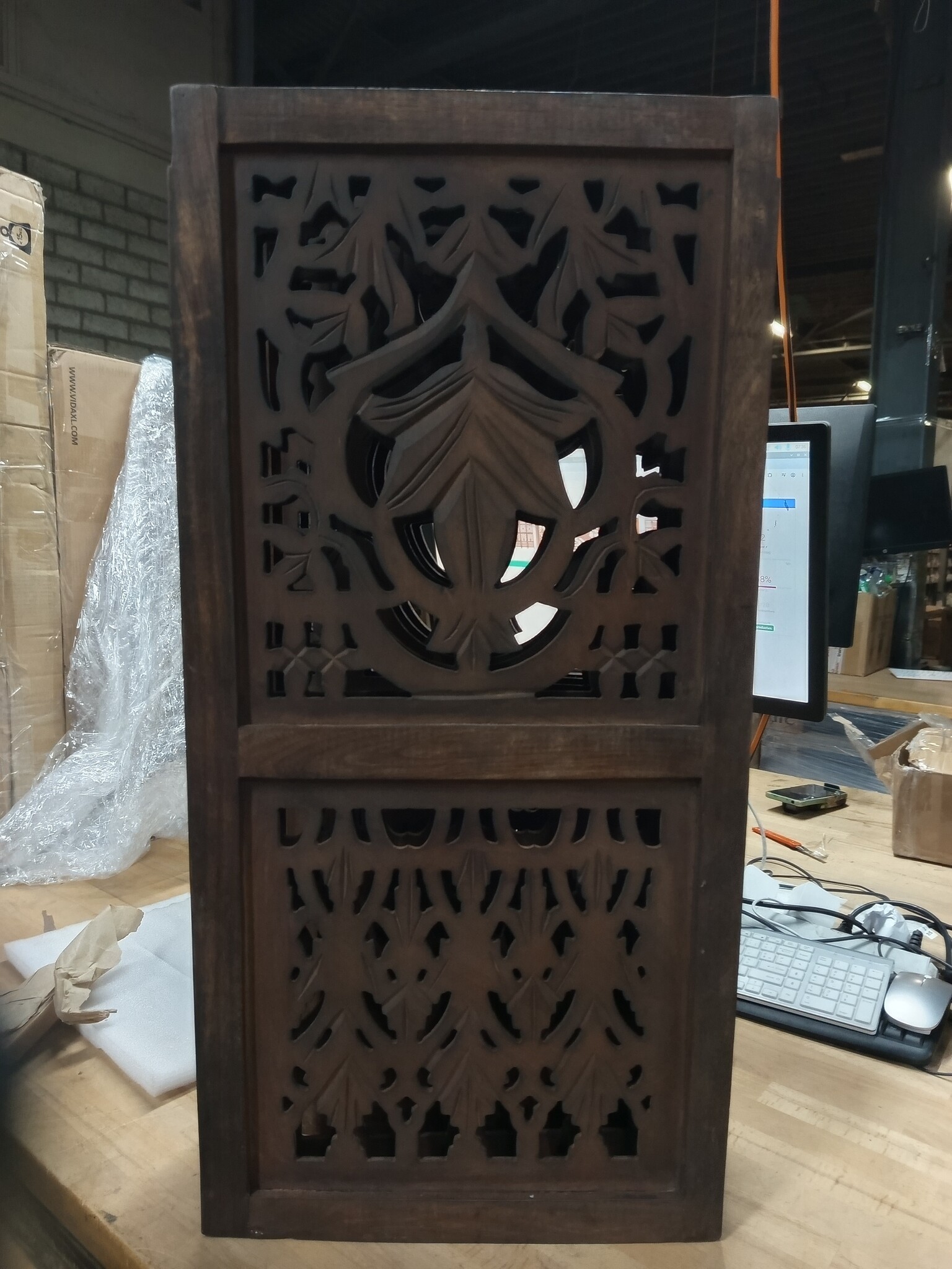 Kamerscherm 5 panelen 200x165 cm Mangohout Bruin (55% Korting)