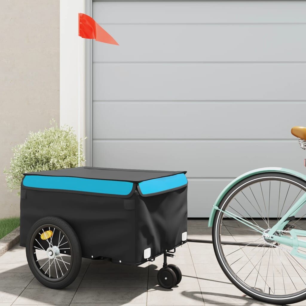 VidaXL Fietstrailer - Zwart/Blauw - 45 kg Draagvermogen - 34% Korting