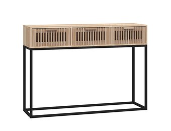 vidaXL Wandtafel 105x30x75 cm bewerkt hout en ijzer (Hout zwart, L) - 54% Korting