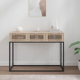 vidaXL Wandtafel 105x30x75 cm bewerkt hout en ijzer (Hout zwart, L) - 54% Korting