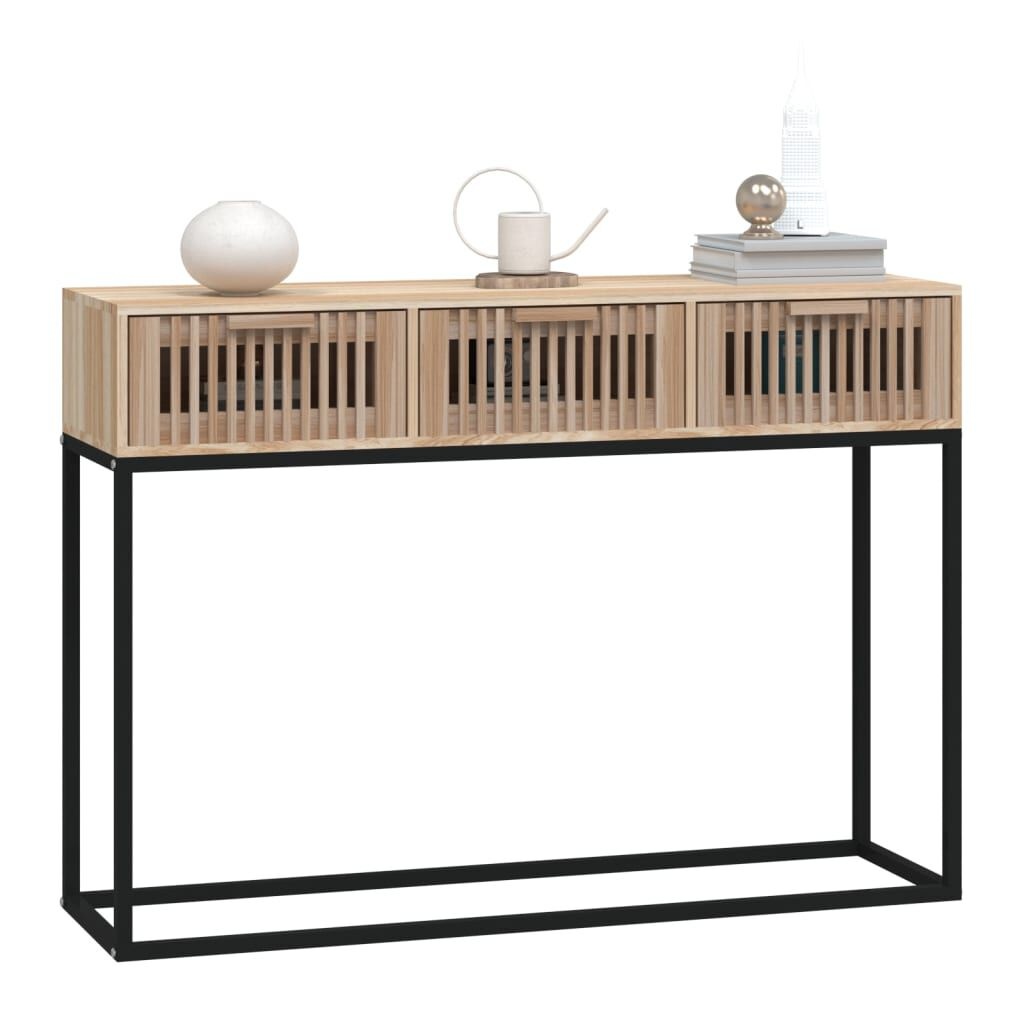 vidaXL Wandtafel 105x30x75 cm bewerkt hout en ijzer (Hout zwart, L) - 54% Korting