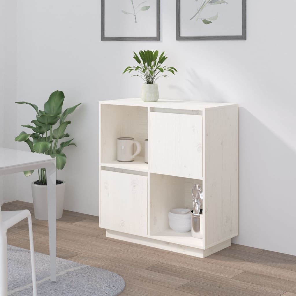 vidaXL Dressoir Grenenhout Wit L 74x35x80 cm - 34% Korting