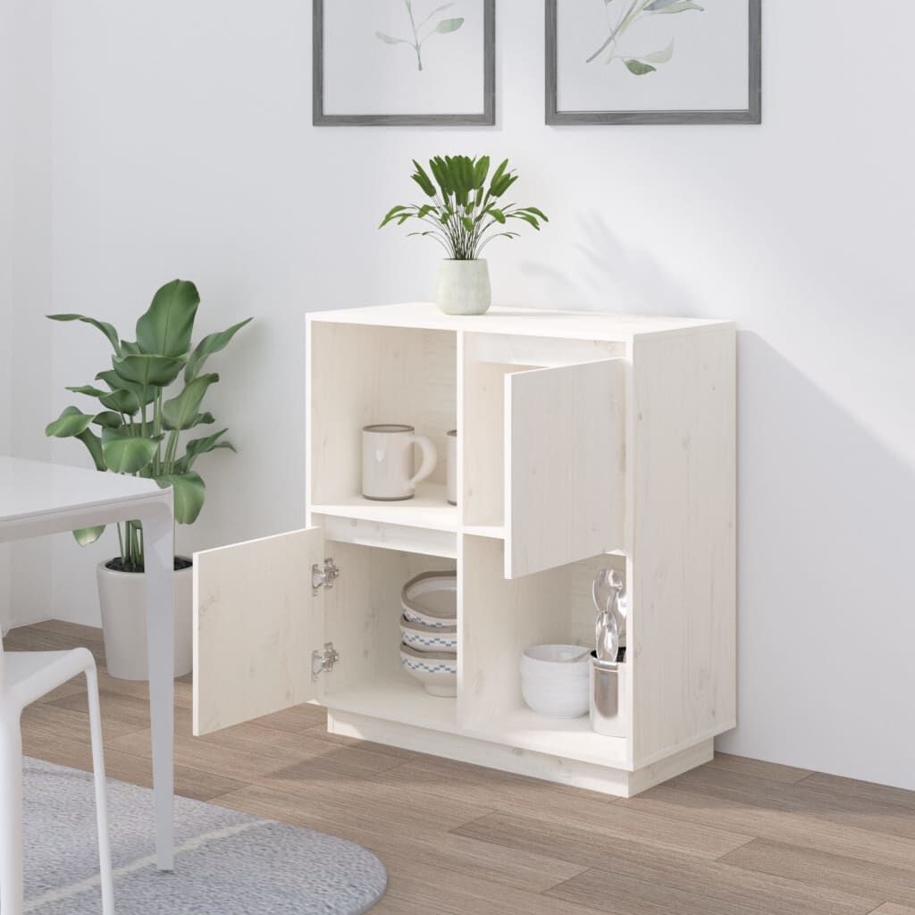 vidaXL Dressoir Grenenhout Wit L 74x35x80 cm - 34% Korting