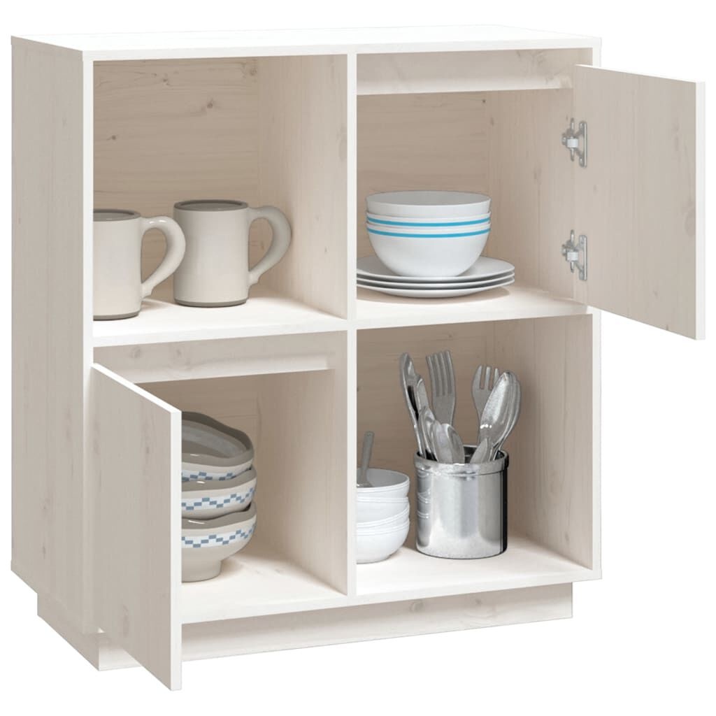 vidaXL Dressoir Grenenhout Wit L 74x35x80 cm - 34% Korting