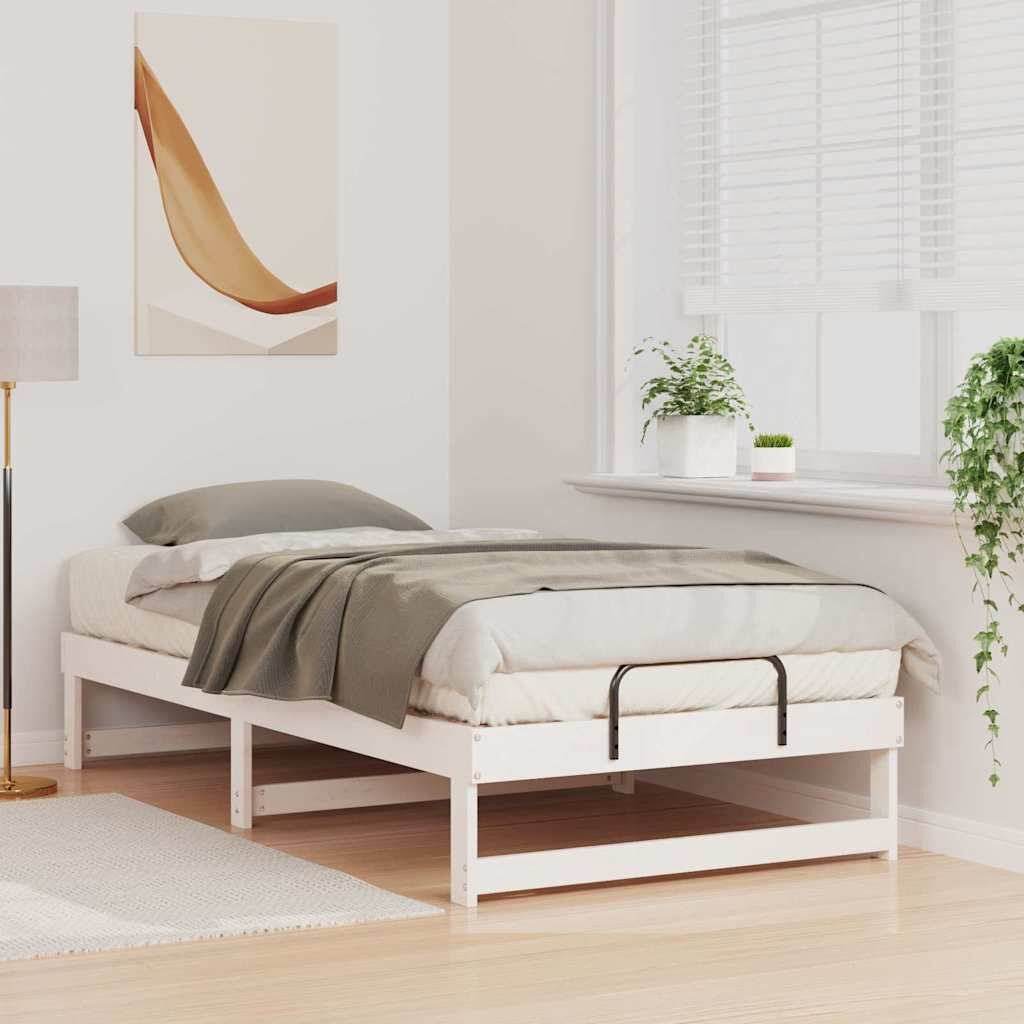 vidaXL Bedframe Wit Grenenhout - 75 x 190 cm - 34% Korting