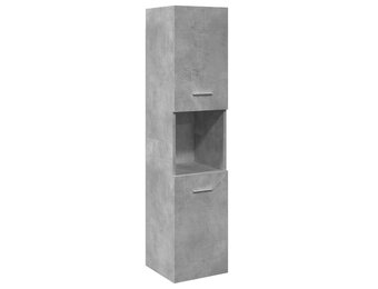 Badkamerwandkast 30x30x130 cm, Bewerkt Hout, Betongrijs - 54% Korting!