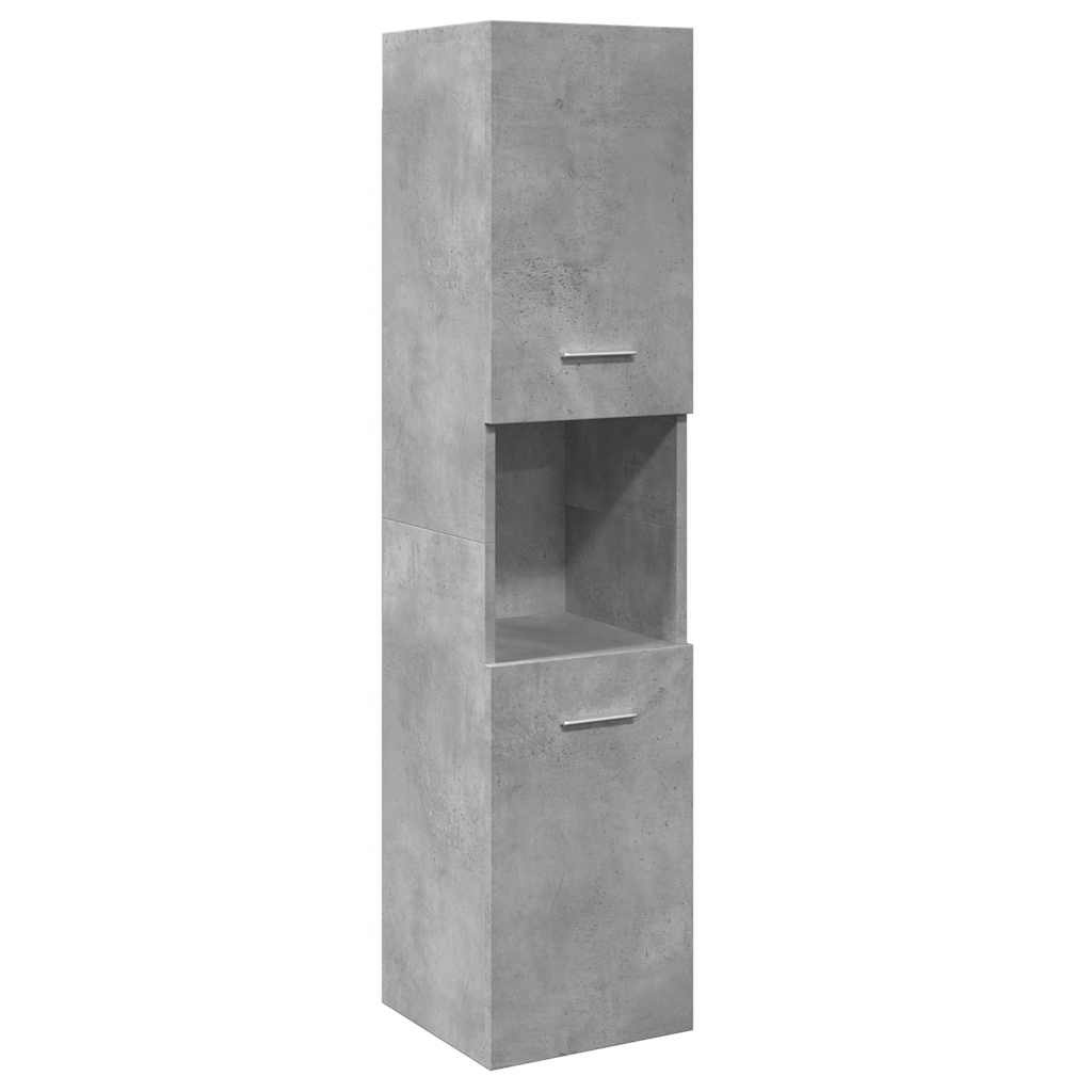 Badkamerwandkast 30x30x130 cm, Bewerkt Hout, Betongrijs - 54% Korting!