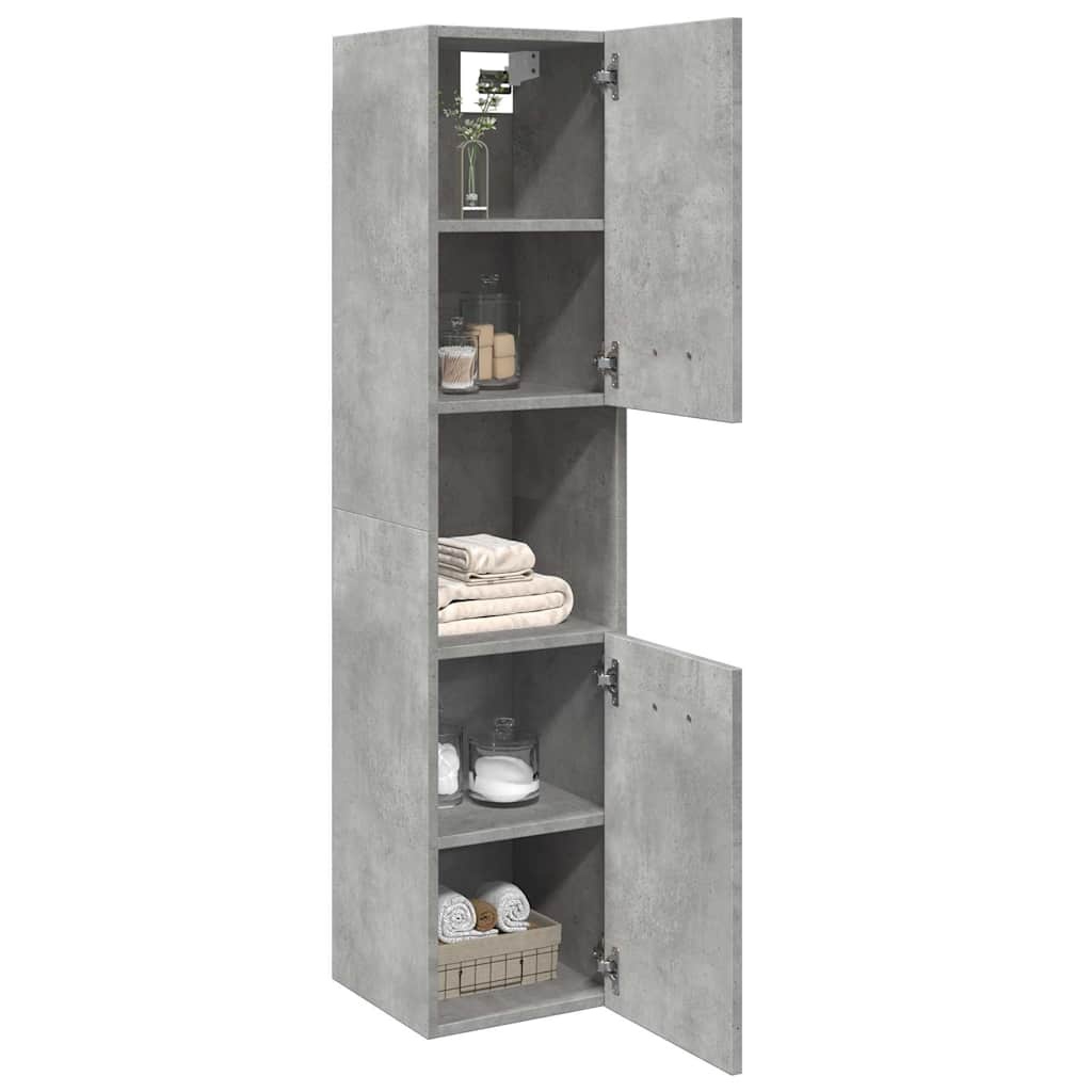 Badkamerwandkast 30x30x130 cm, Bewerkt Hout, Betongrijs - 54% Korting!