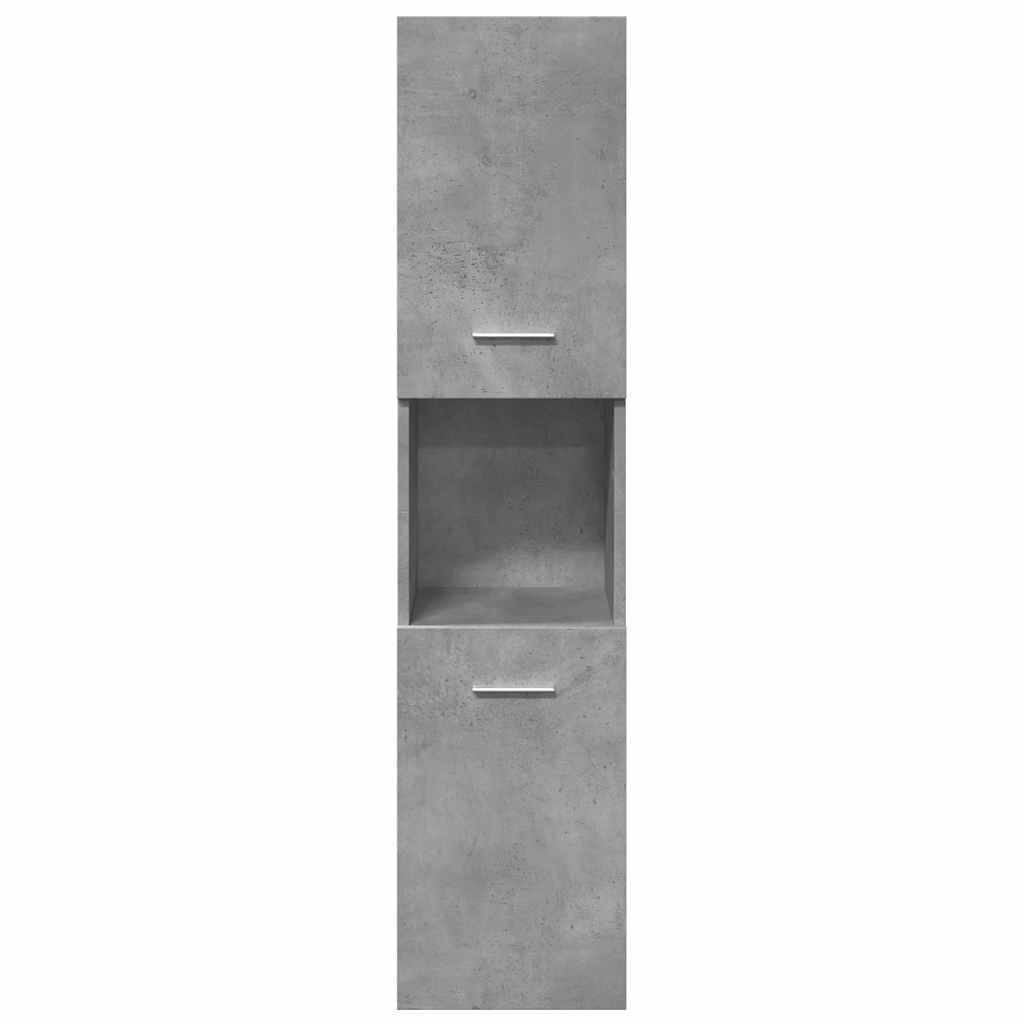 Badkamerwandkast 30x30x130 cm, Bewerkt Hout, Betongrijs - 54% Korting!