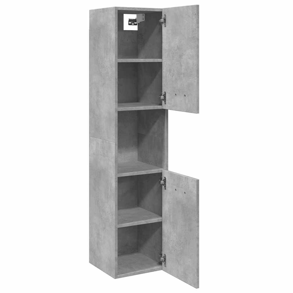 Badkamerwandkast 30x30x130 cm, Bewerkt Hout, Betongrijs - 54% Korting!