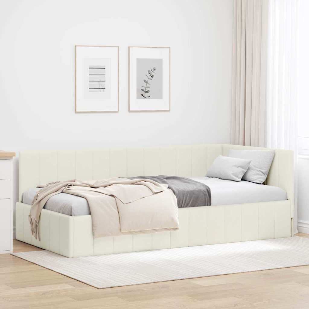 vidaXL Hoekbedframe Crème Fluweel 100x200 cm - 35% Korting!