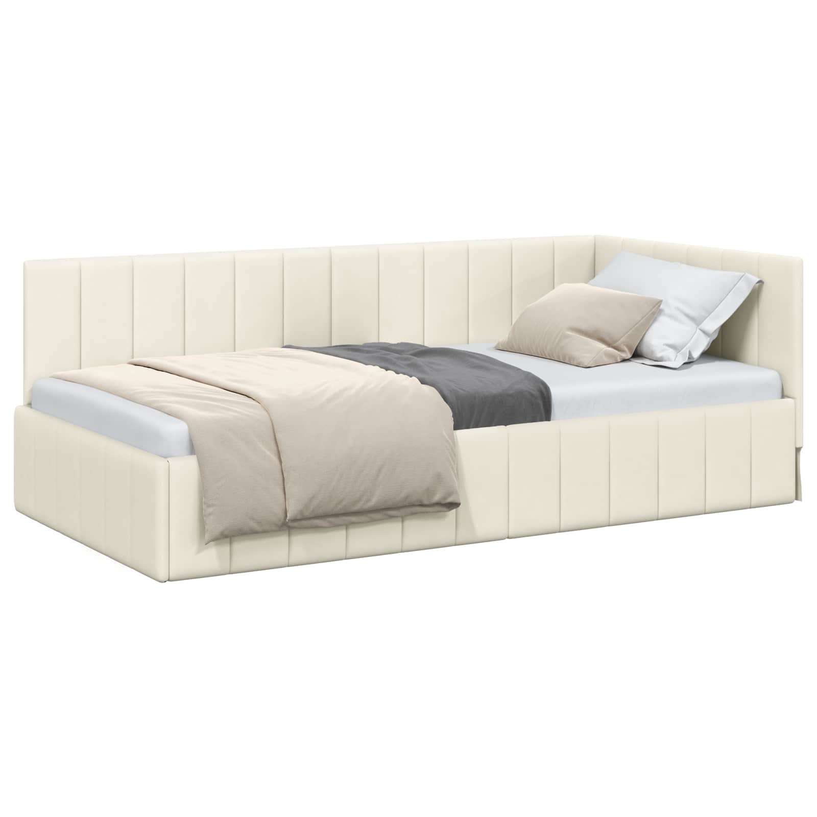 vidaXL Hoekbedframe Crème Fluweel 100x200 cm - 35% Korting!