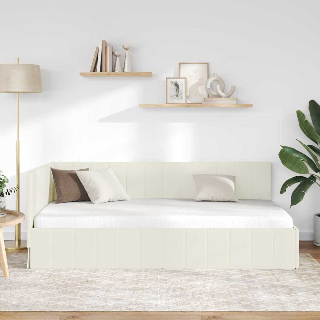 vidaXL Hoekbedframe Crème Fluweel 100x200 cm - 35% Korting!