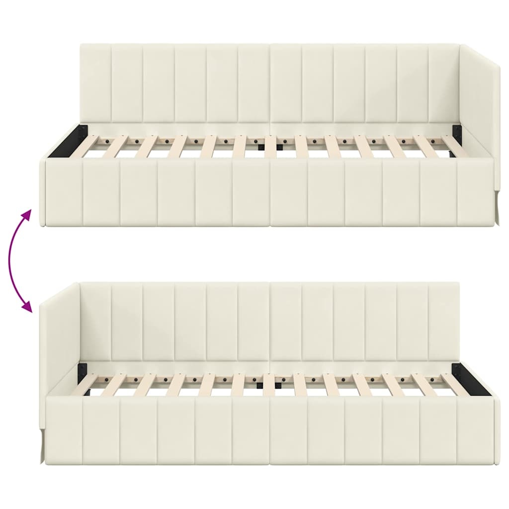 vidaXL Hoekbedframe Crème Fluweel 100x200 cm - 35% Korting!