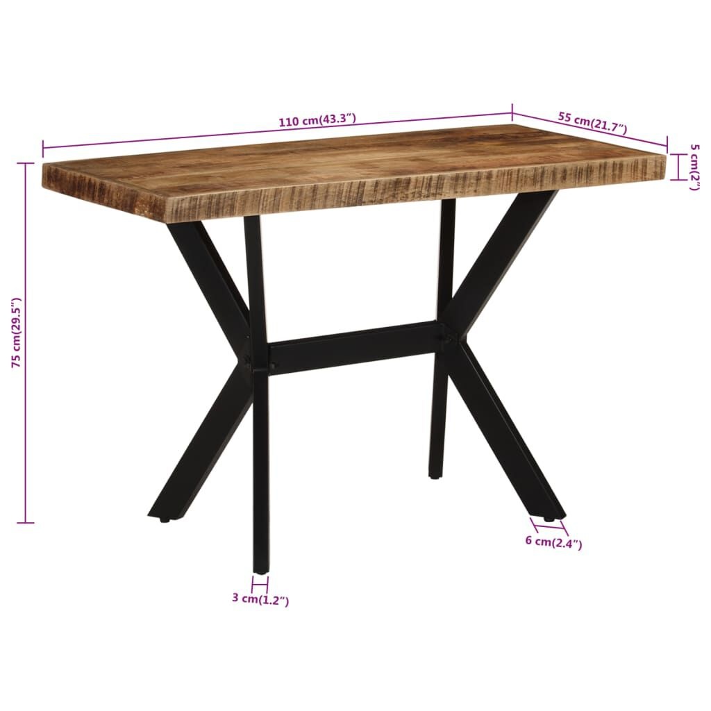 Eettafel 110x55x75 cm Massief Mangohout met 35% Korting
