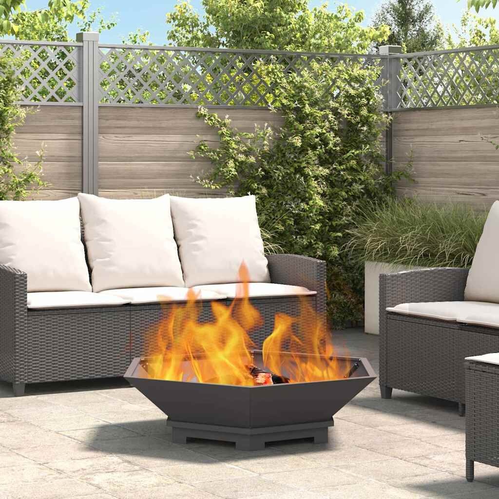 vidaXL Vuurkom Zwart XL weervast staal 100x100x28 cm - 54% korting