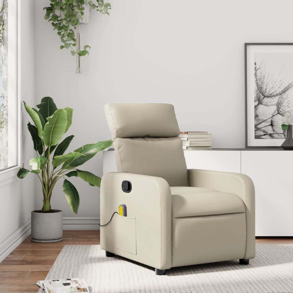Verstelbare Massagestoel Kunstleer Crème - 35% Korting!