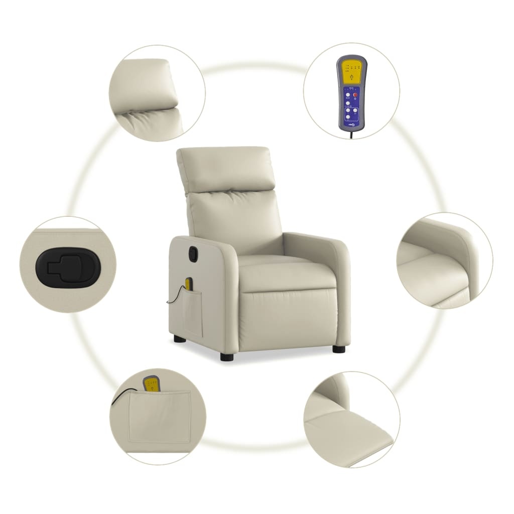 Verstelbare Massagestoel Kunstleer Crème - 35% Korting!