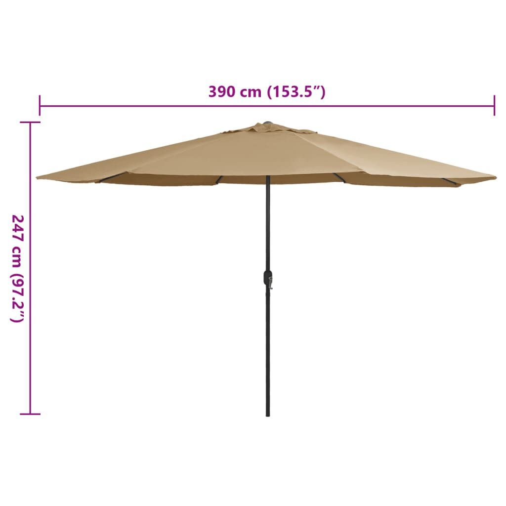 Grote Taupe Parasol 390cm - Metalen Paal - 34% Korting!