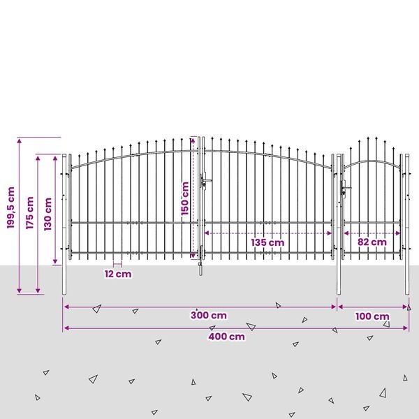 vidaXL Tuinpoort Zwart 150x400 cm - 60% Korting
