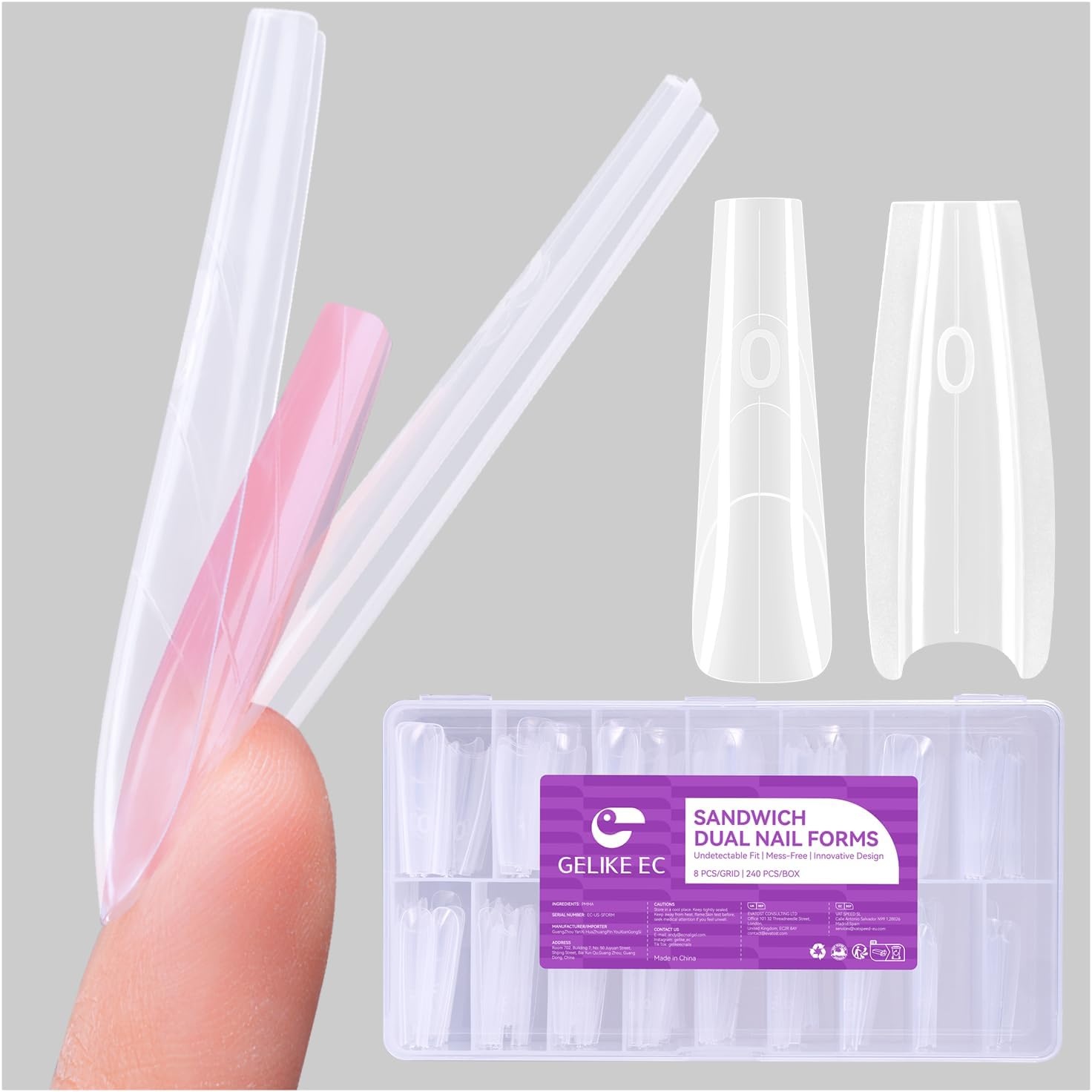 Nagelvormen Dubbel Sandwich Design - 240 Stuks - 73% Korting