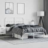 Wit Metalen Bedframe met Hoofdbord 120x200 cm - 34% Korting